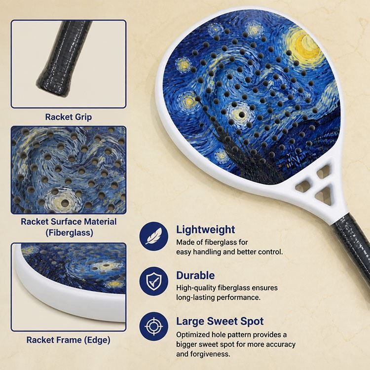 Lightweight Padel Racket For Adults, Fiberglass Face high quality